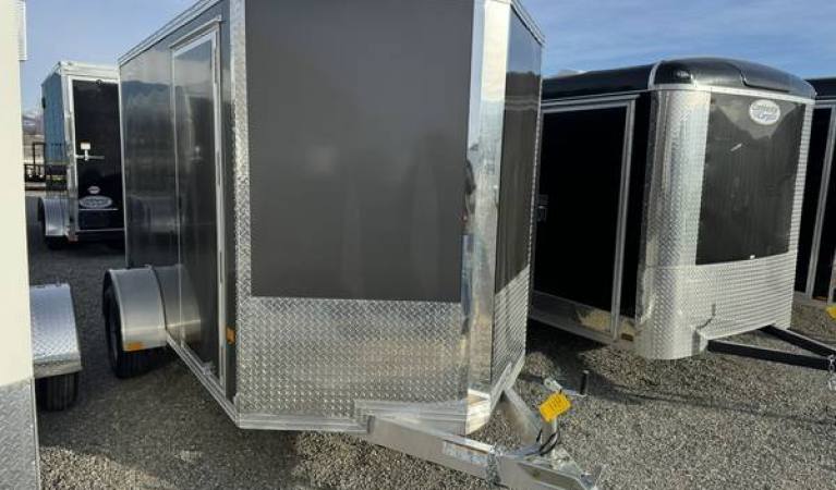 6 x 10 Alcom Aluminum Cargo Trailer with Ramp Door (Charcoal)