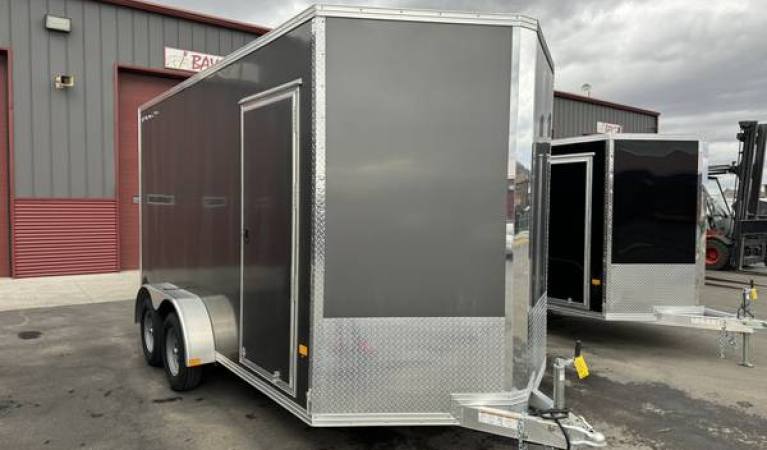 7′ x 14′ Stealth Aluminum Trailer with Ramp Door w/Flap (Charcoal)